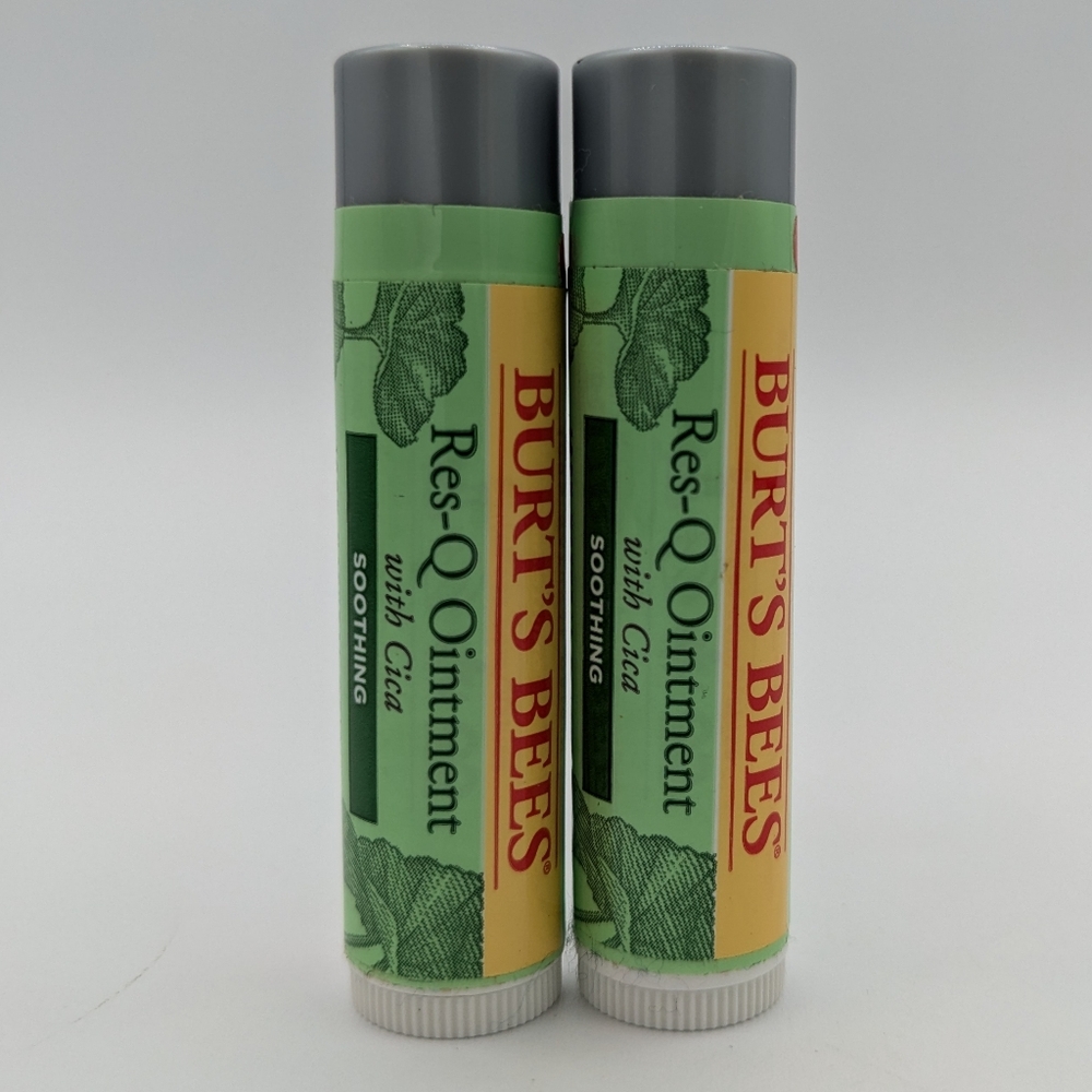 (2) Burts Bees Res-Q Ointment w/ Cica Soothing Lip Balm NEW